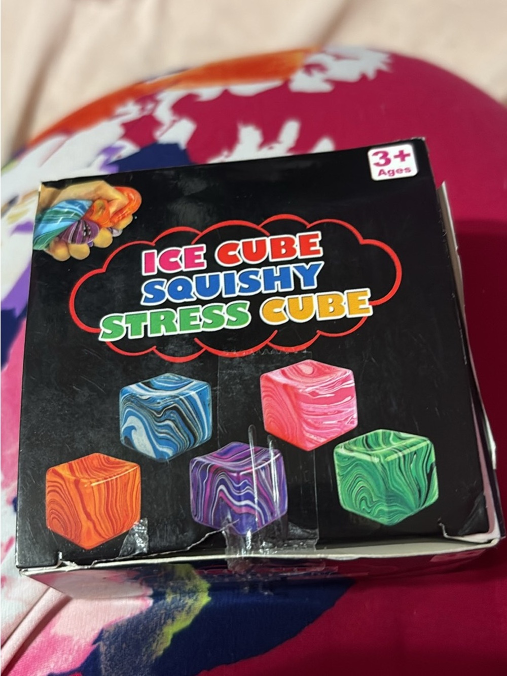 Ice Cube Squishy Stress Cube - Multicolor Marbled Sensory Toy
